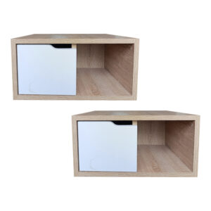Combo x 2 Mesa de Noche Flotante Alanis Natural Blanco